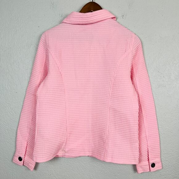 NEW! Christopher & Banks Waffle Knit Fiull Zip Jacket Lightweight Pink - S - Picture 5 of 5